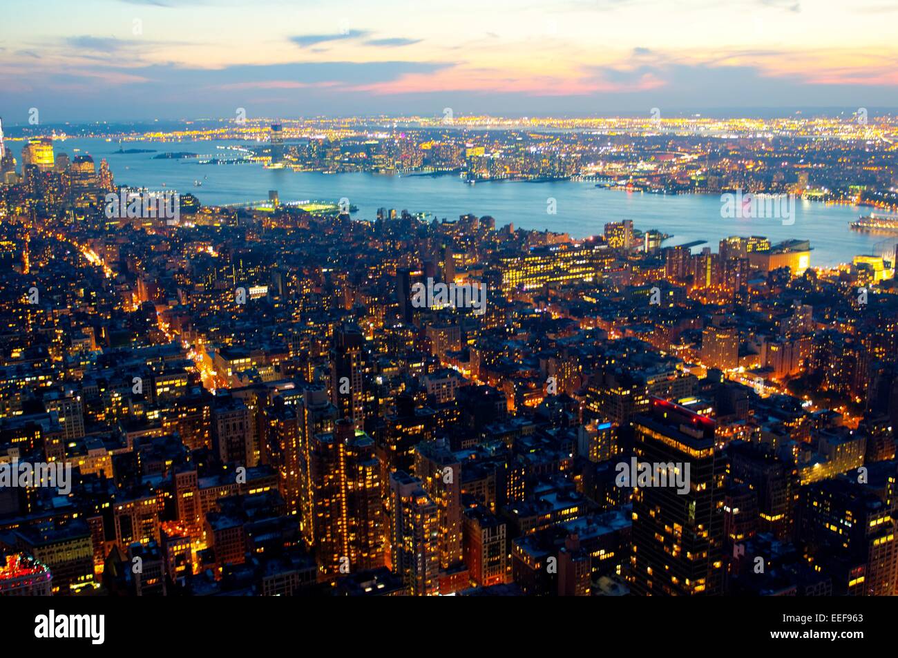 Aerial view of Manhattan skyscrapers, New York Stock Photo