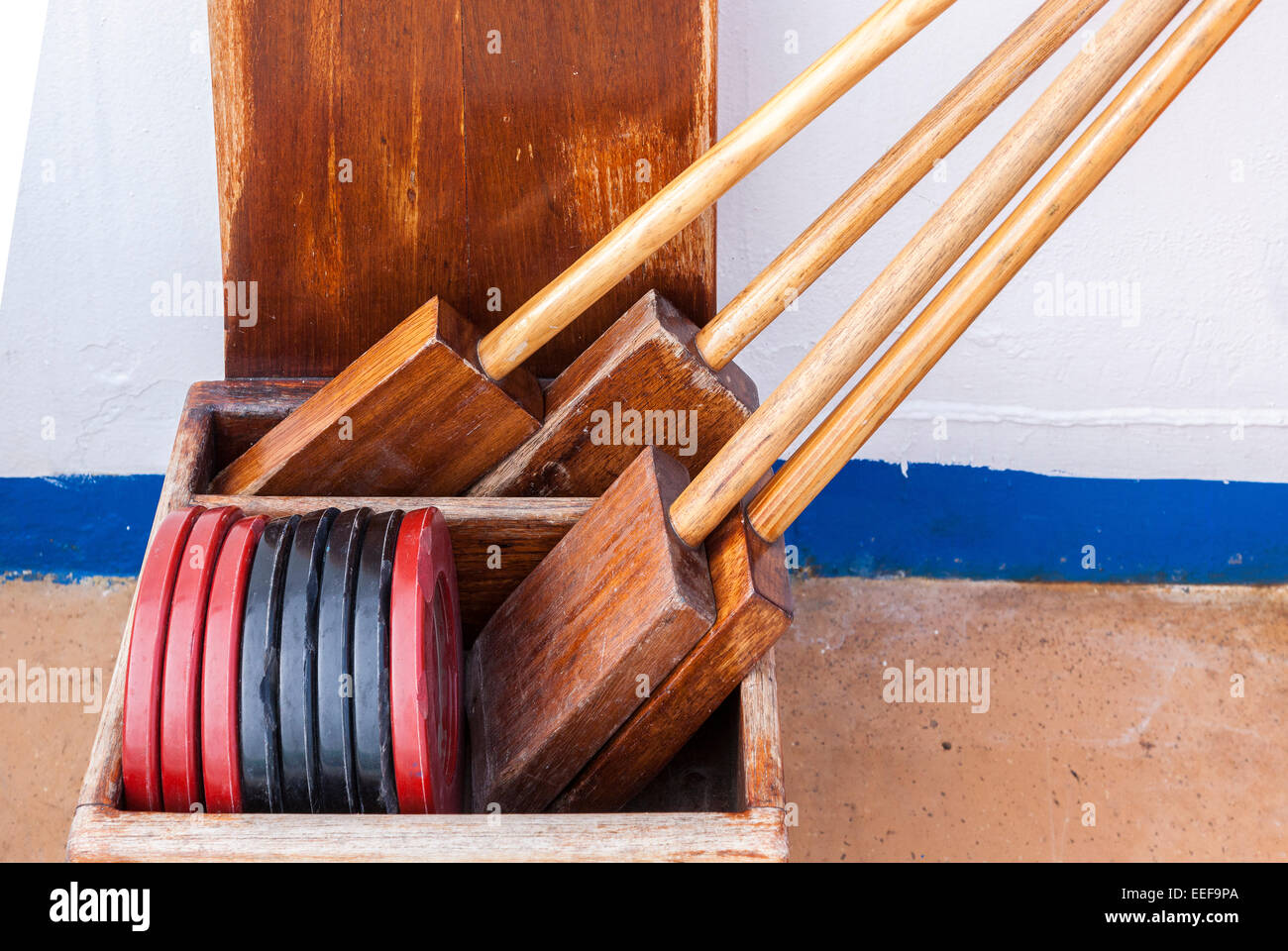 Shuffleboard a deck game on P&O Oceana Stock Photo Alamy