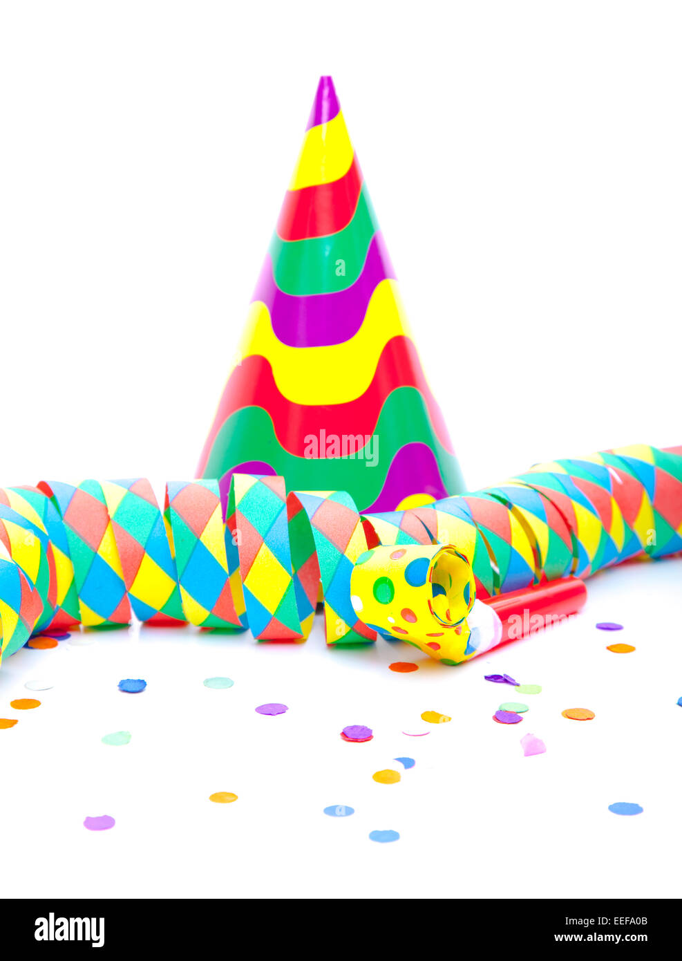 Party streamer and confetti on white background Stock Photo Alamy