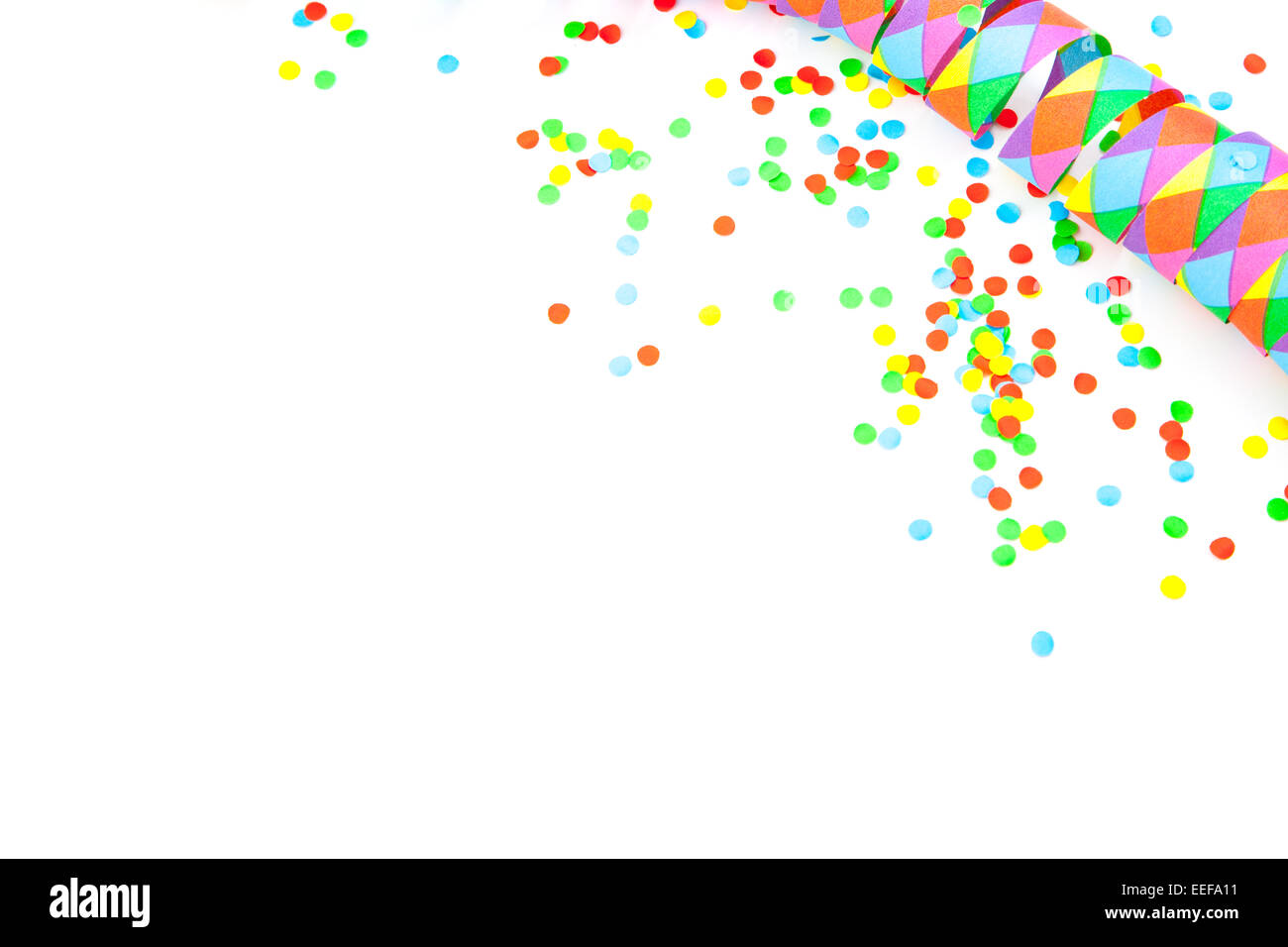 Party streamer and confetti on white background Stock Photo - Alamy