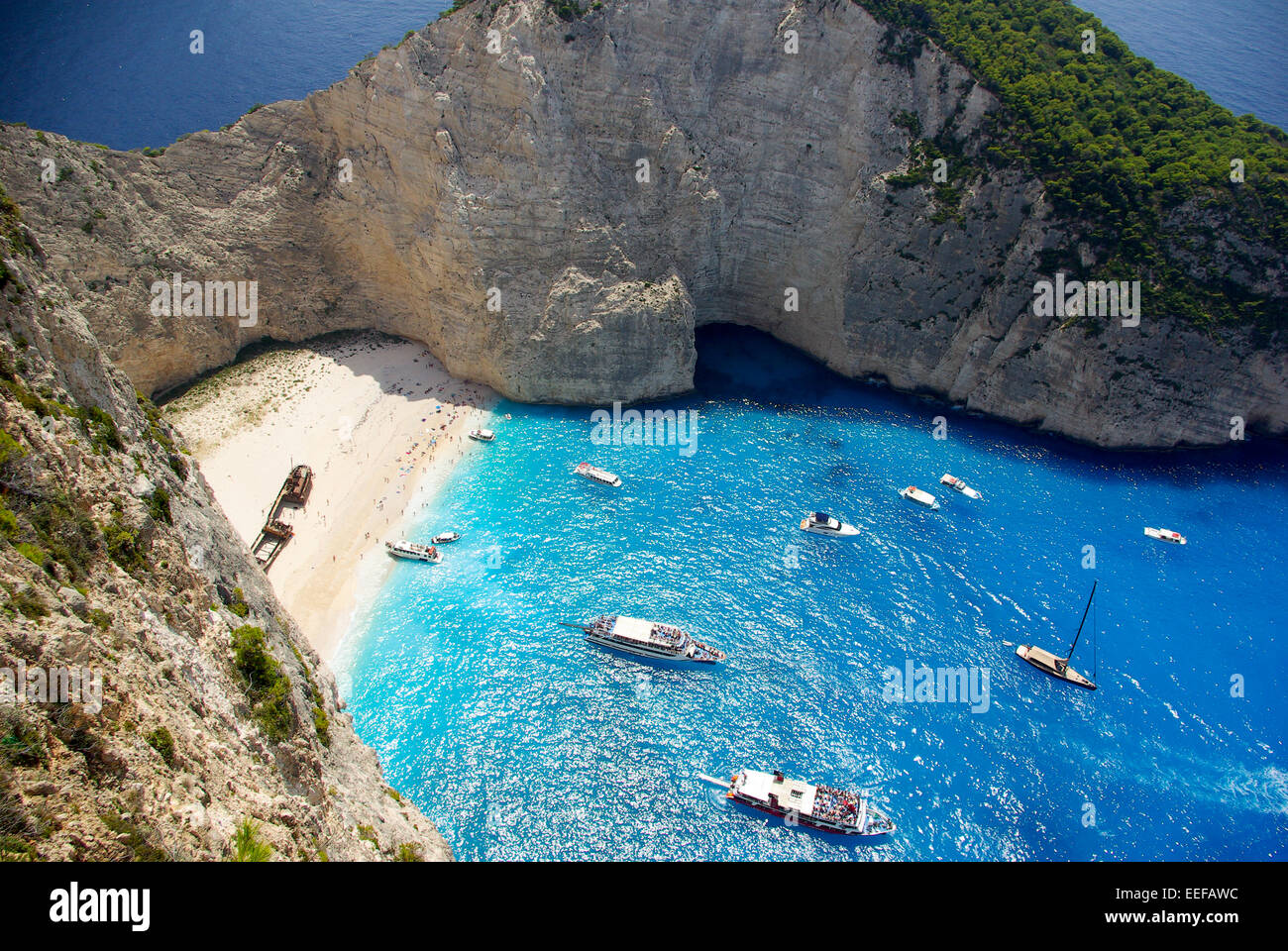 Navagio Beach - Shipwreck Beach in Zakynthos Island, Greece Stock Photo