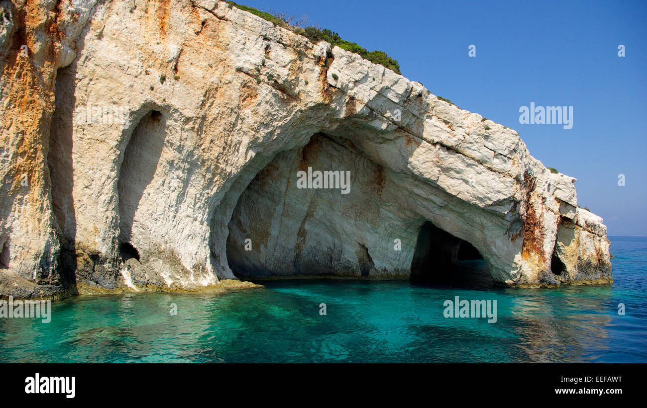 Blue Caves in Zakynthos Island (Zante), Greece Stock Photo