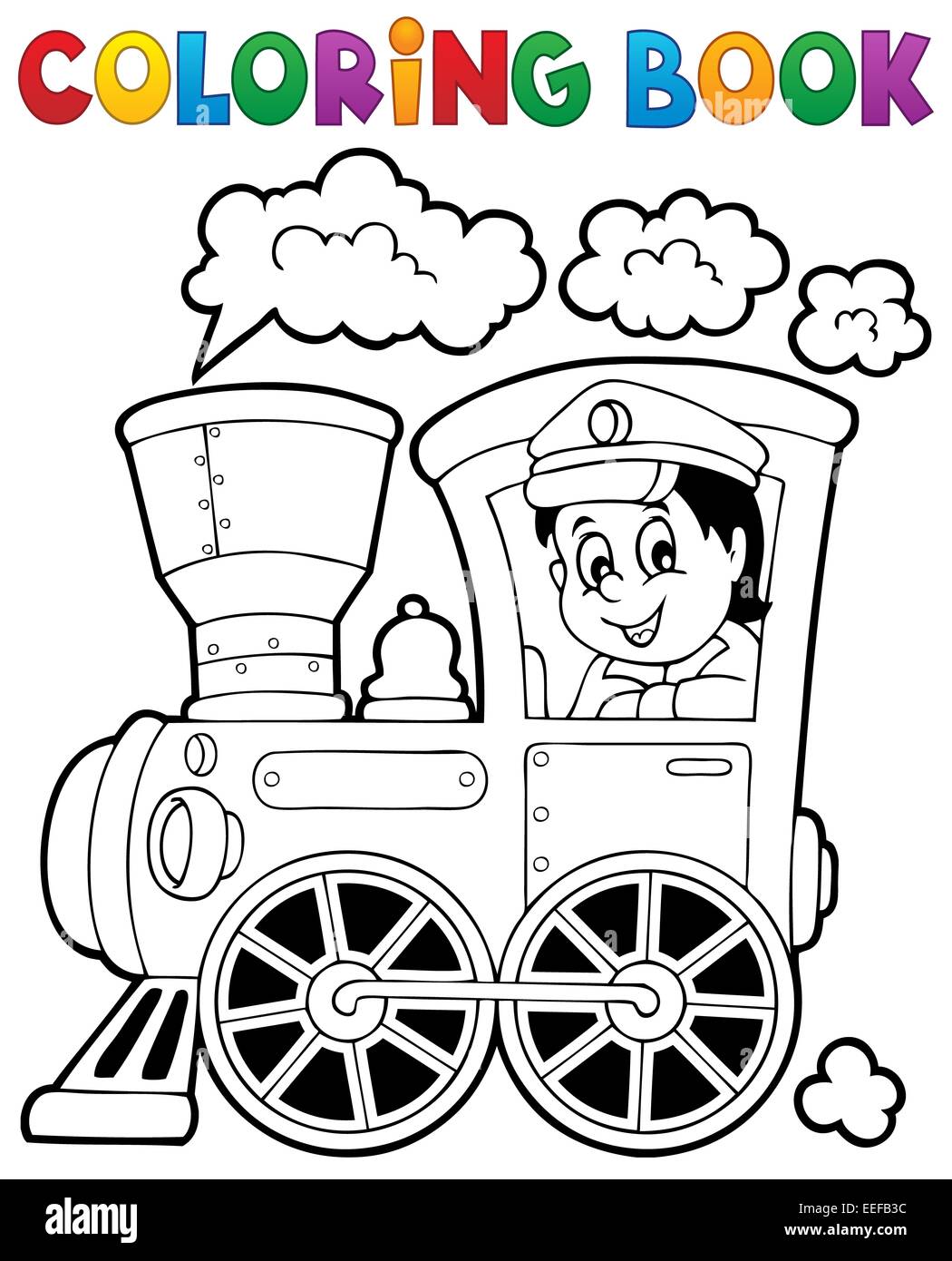 Coloring book train theme 1 picture illustration Stock Photo Alamy