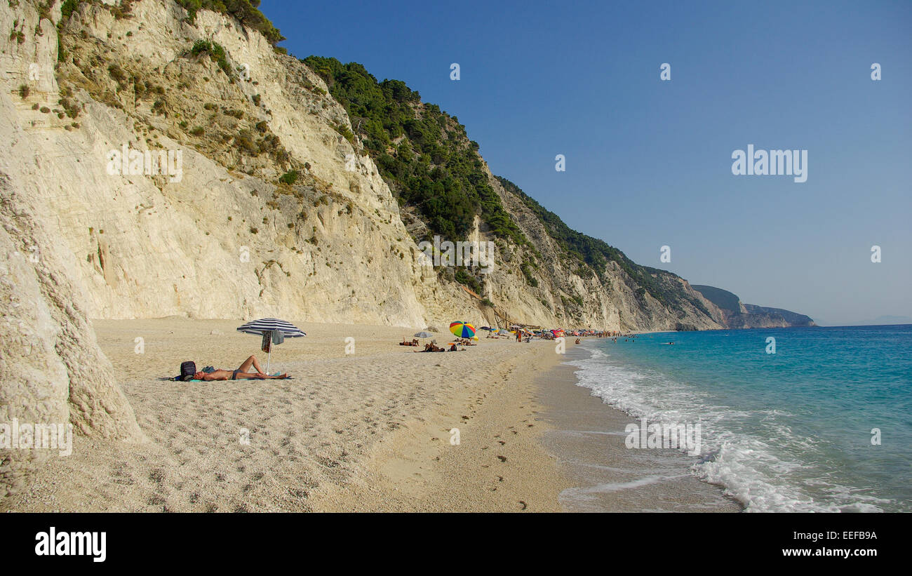 Egremni beach in Levkas (Lefkada) Island, Ionion sea, Greece Stock Photo