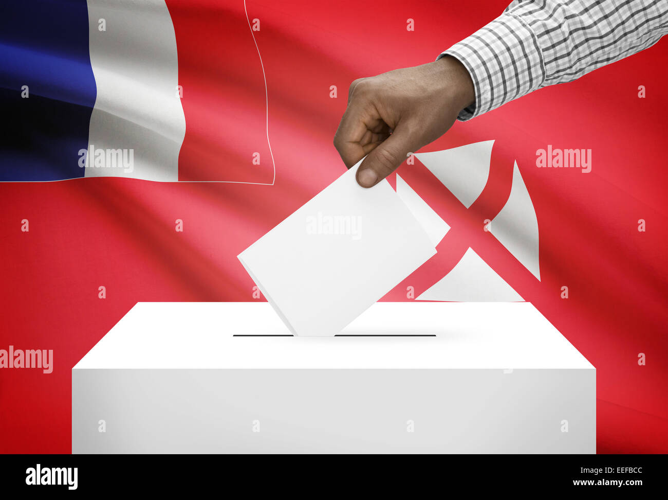Ballot box with national flag on background - Territory of the Wallis and Futuna Islands Stock Photo