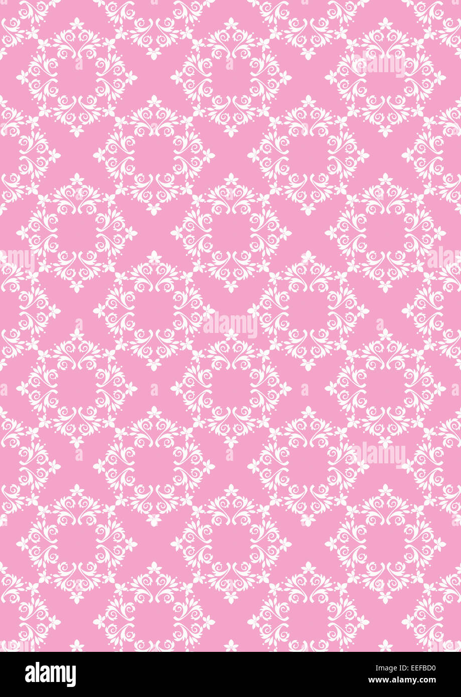Pink seamless background with white floral pattern Stock Photo - Alamy