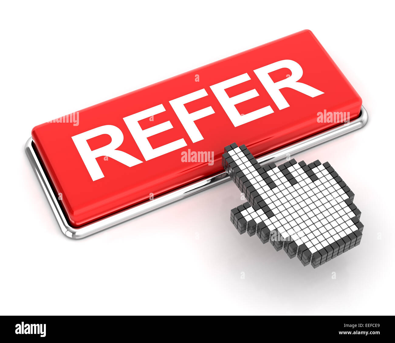 Clicking on refer button, 3d render Stock Photo - Alamy