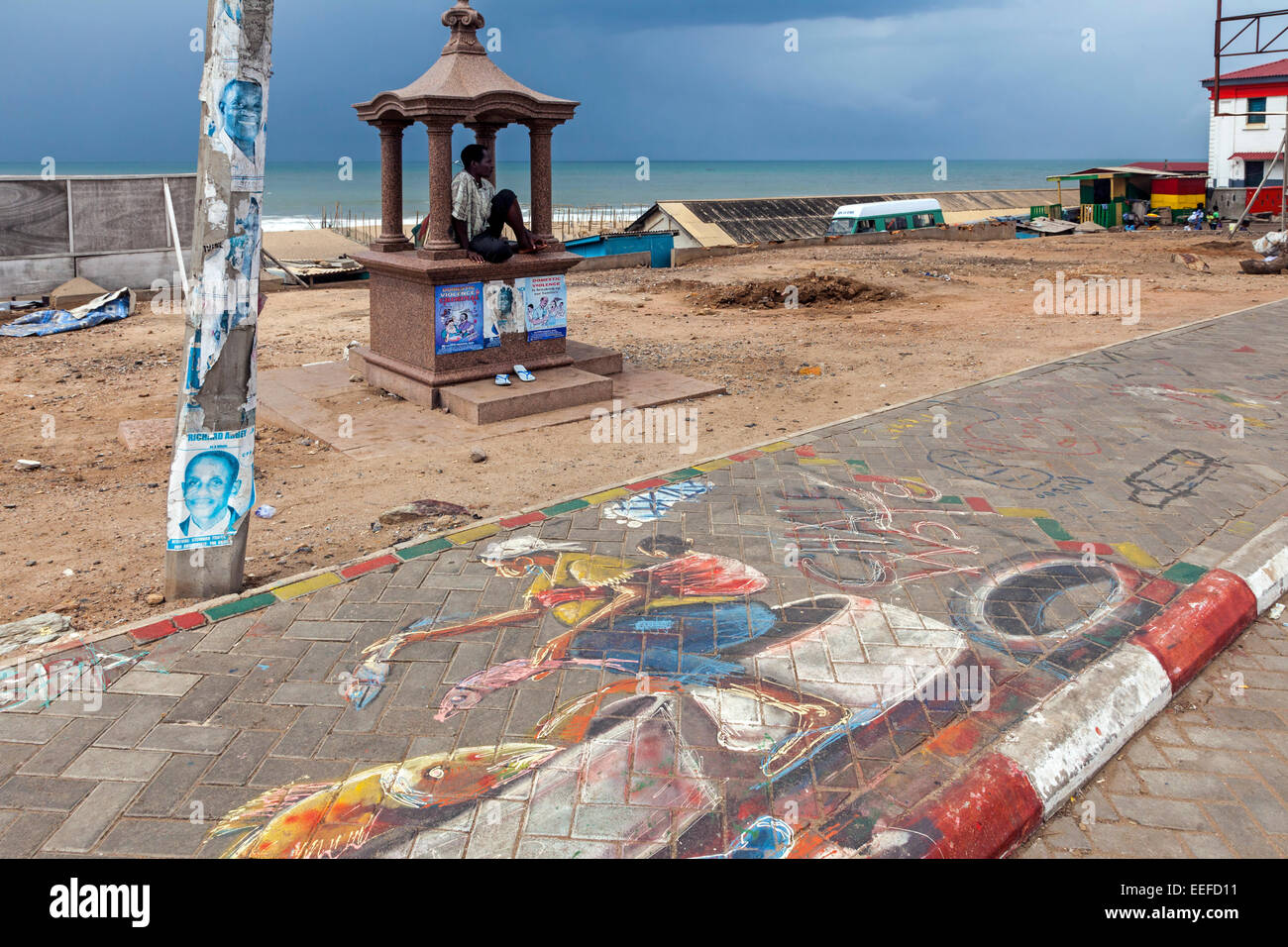 Footpath at Jamestown beach, Accra, Ghana, Africa Stock Photo
