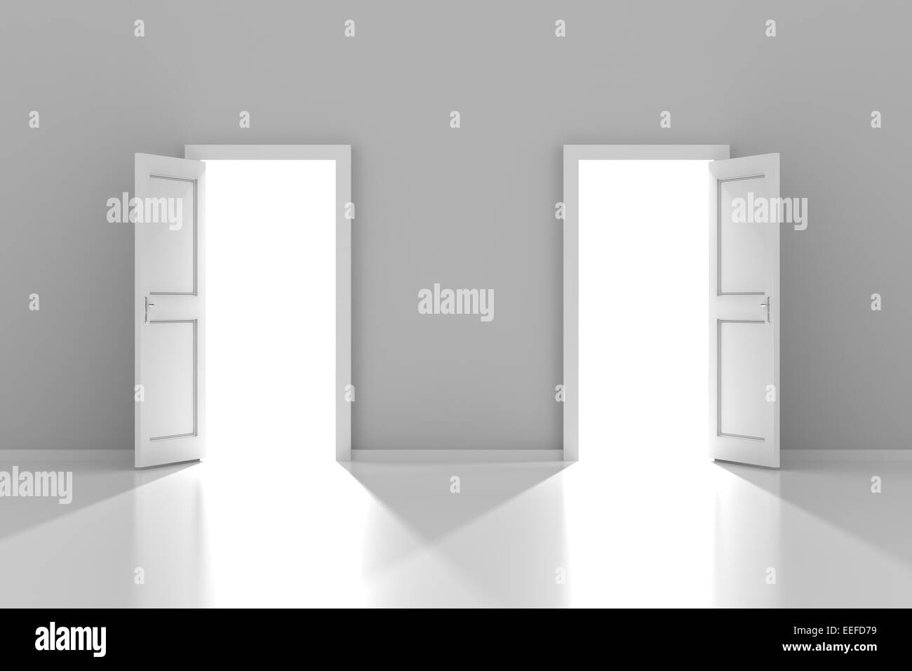 Two doors with copyspace, 3d render Stock Photo