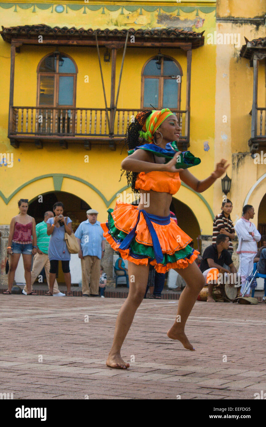 Traditional Mapele dancing in Cartagena's Old Town, Colombia Stock Photo