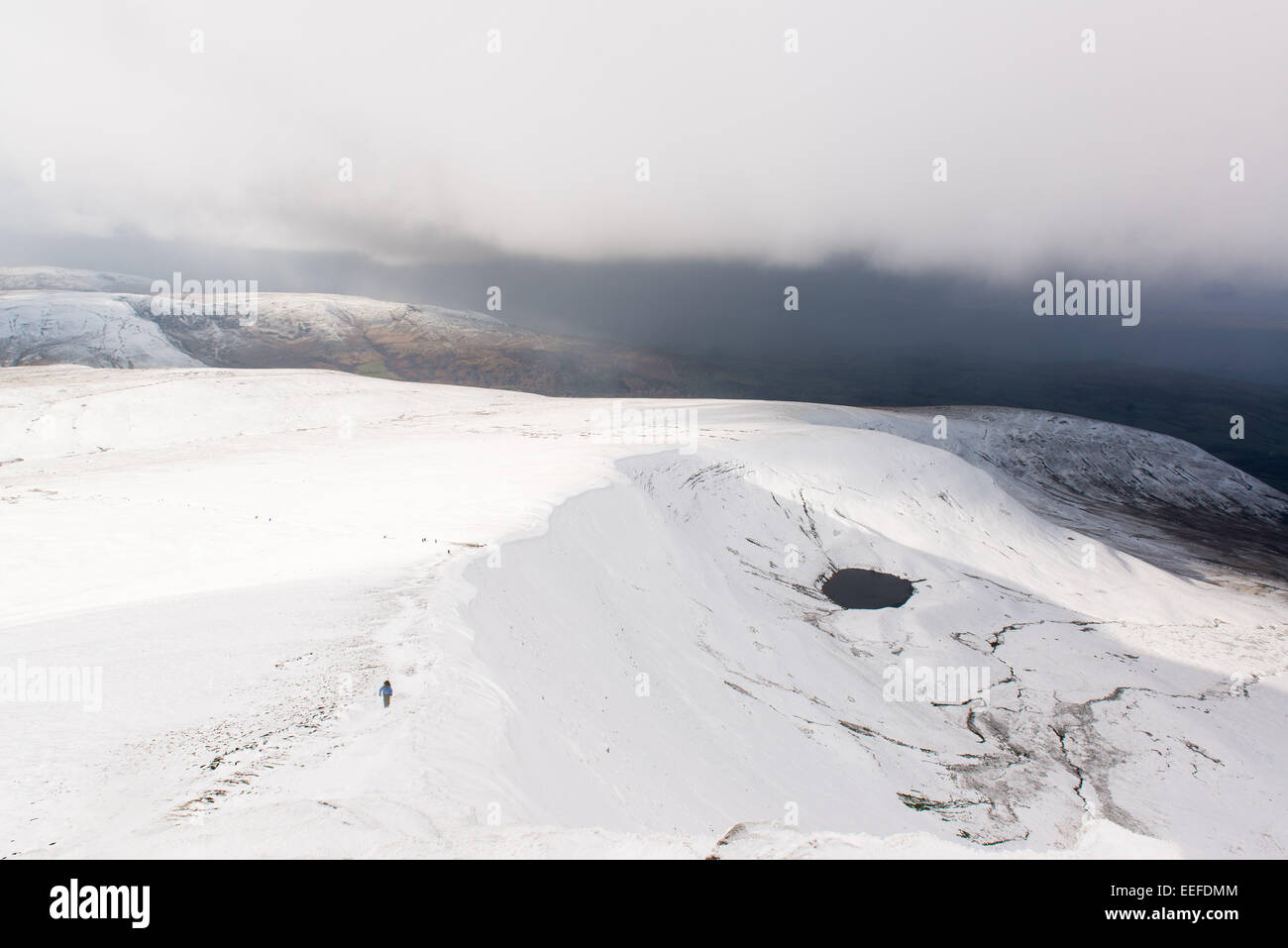 View from Pen y Fan in the Brecon Beacons, the tallest UK mountain south of Snowdonia. Stock Photo