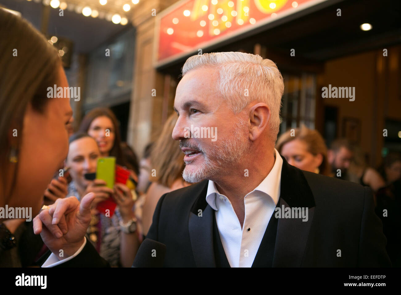 Baz Luhrmann at the Strictly Ballroom The Musical opening night in Melbourne, Australia, January 17, 2015. Stock Photo