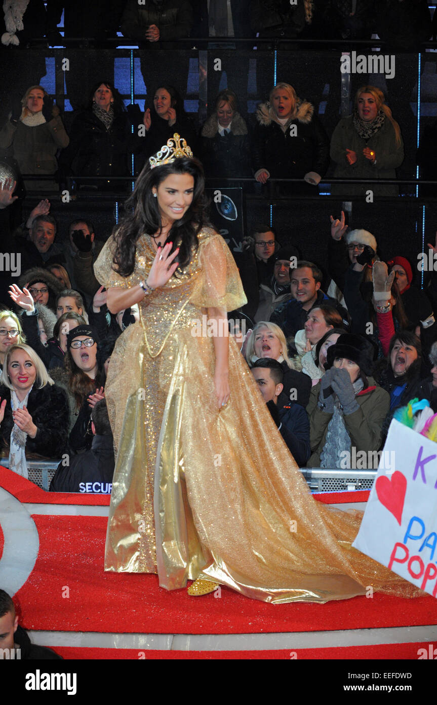 Katie Price enters Celebrity Big Brother house after Chloe Goodman evicted, London, UK . Stock Photo