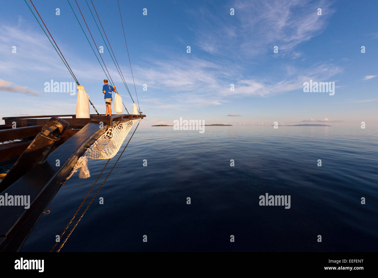 Travelling Triton Bay by Boat, West Papua, Indonesia Stock Photo