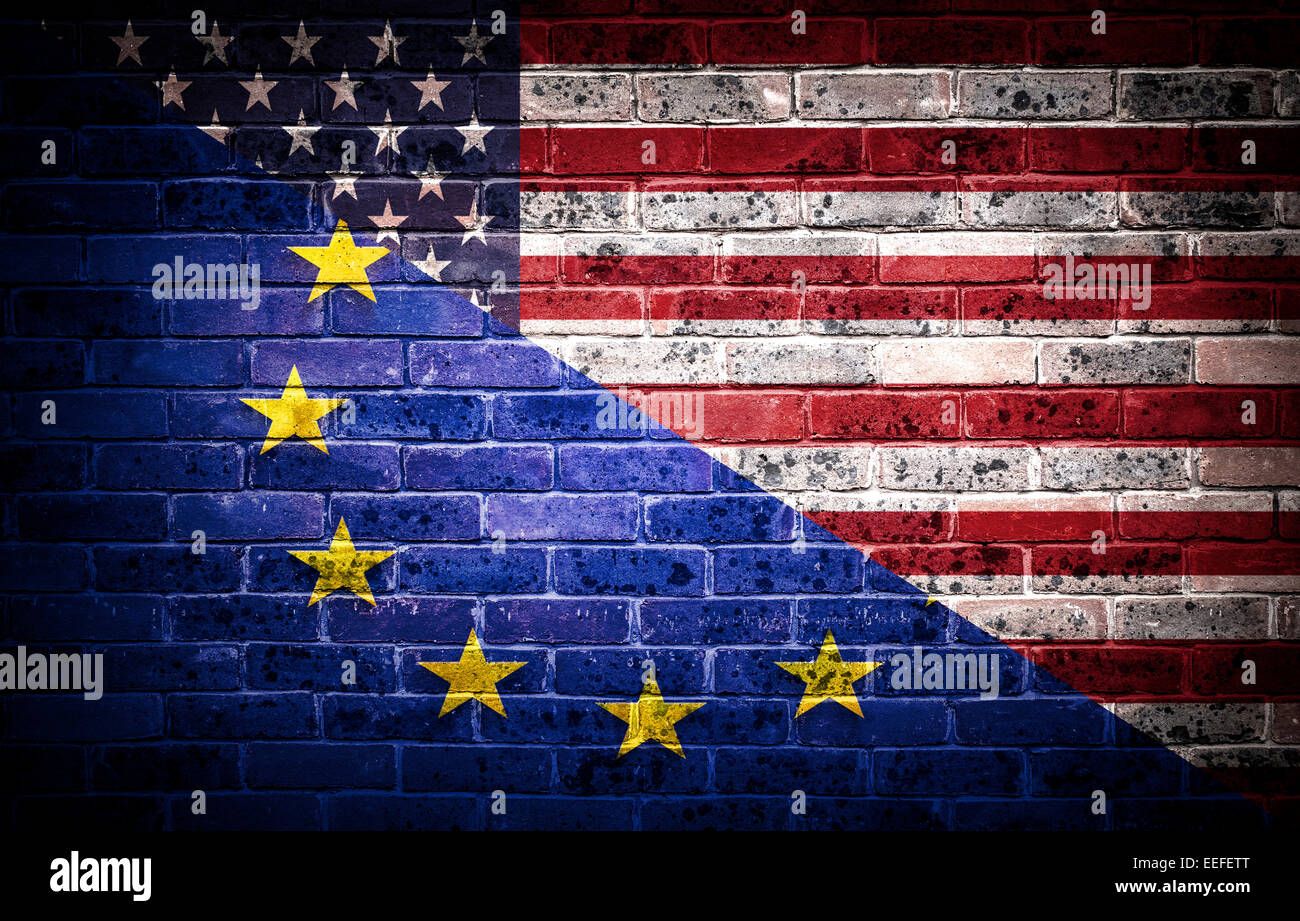 A concept of the partnership between The EU and America. Stock Photo
