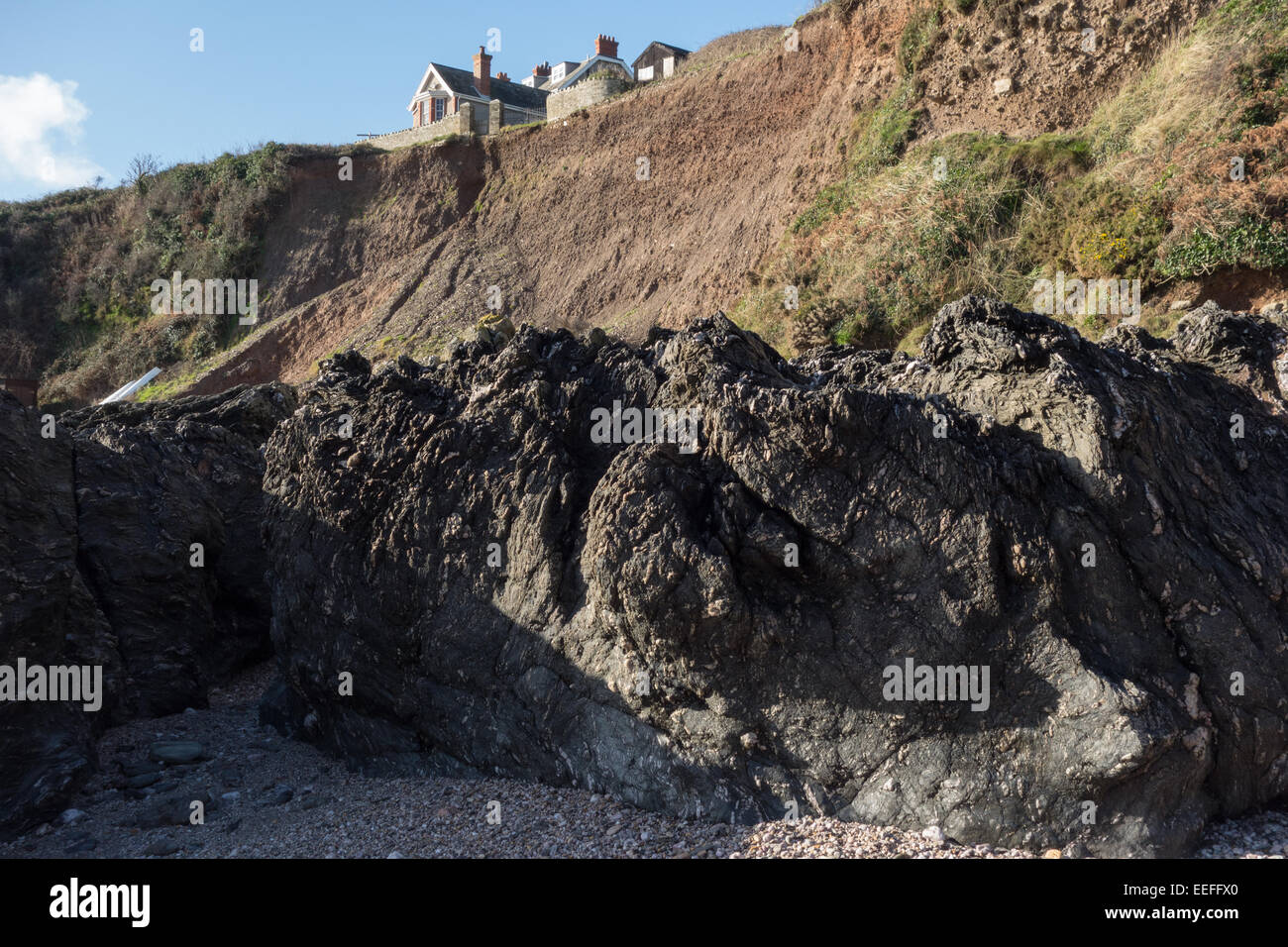 Coastal erosion at Lannacombe, South Devon Stock Photo - Alamy