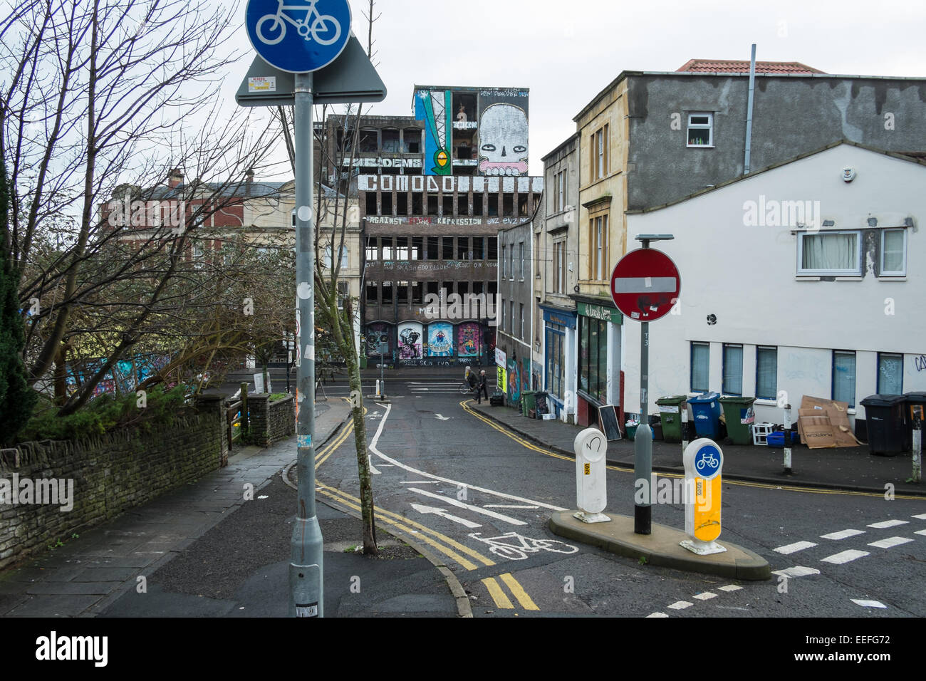 Gloucester Road area of Central Bristol, with graffiti on houses Stock