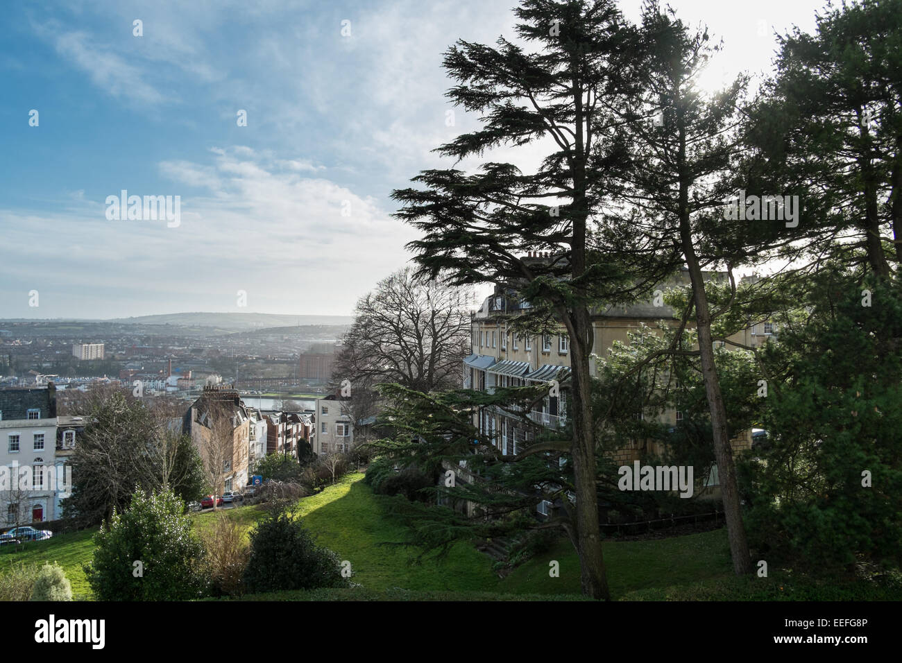 View across the back of the Paragon, Clifton, Bristol, showing the
