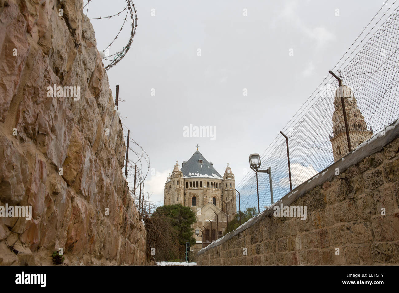 Old city churches in Jerusalem, at winter snow Stock Photo - Alamy