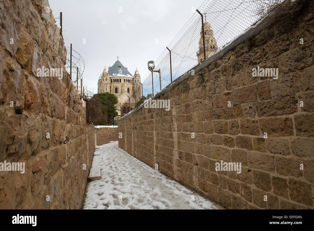 Old city churches in Jerusalem, at winter snow Stock Photo - Alamy