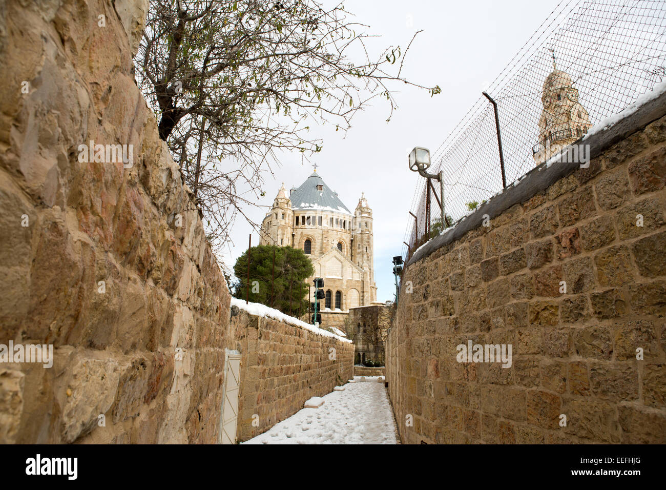 Old city churches in Jerusalem, at winter snow Stock Photo - Alamy