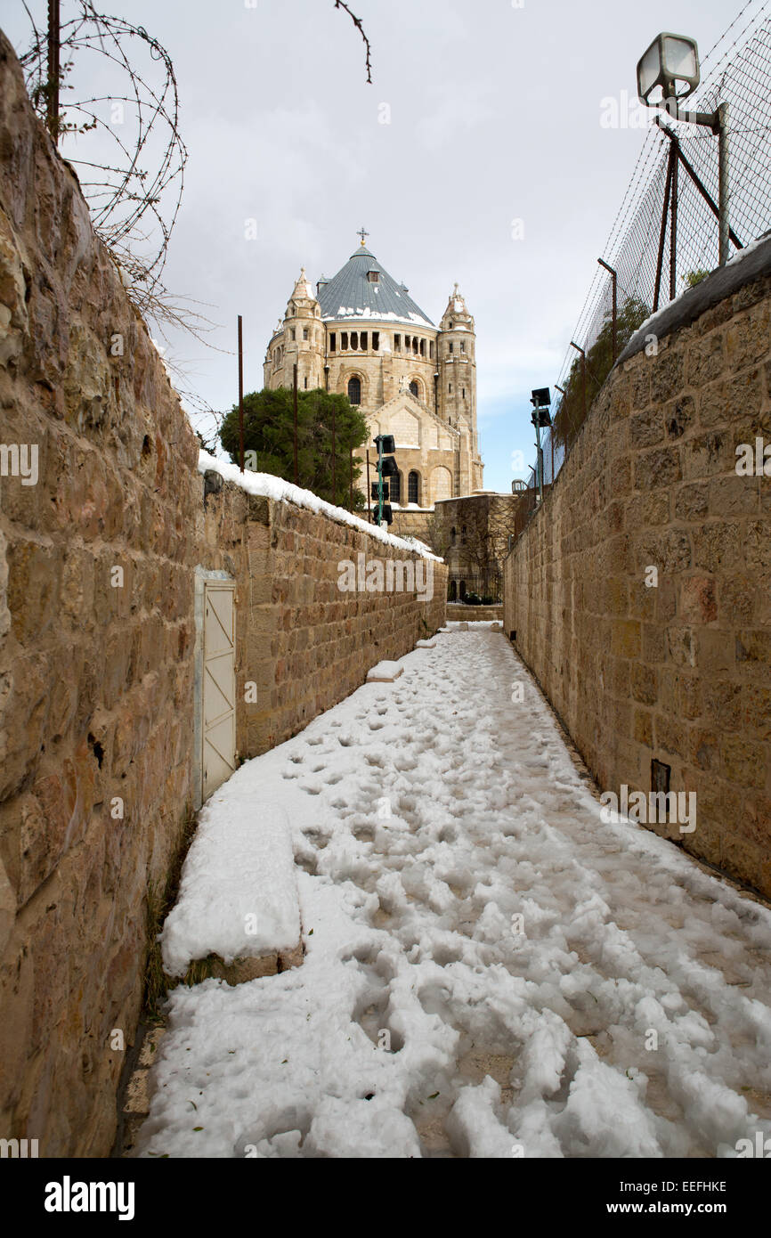 Old city churches in Jerusalem, at winter snow Stock Photo - Alamy