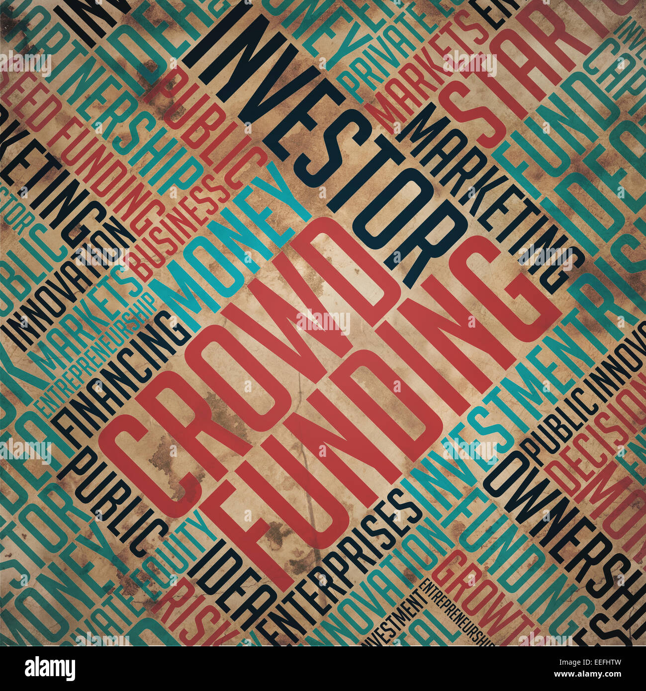 Crowd Funding - Grunge Brown Word Collage. Stock Photo