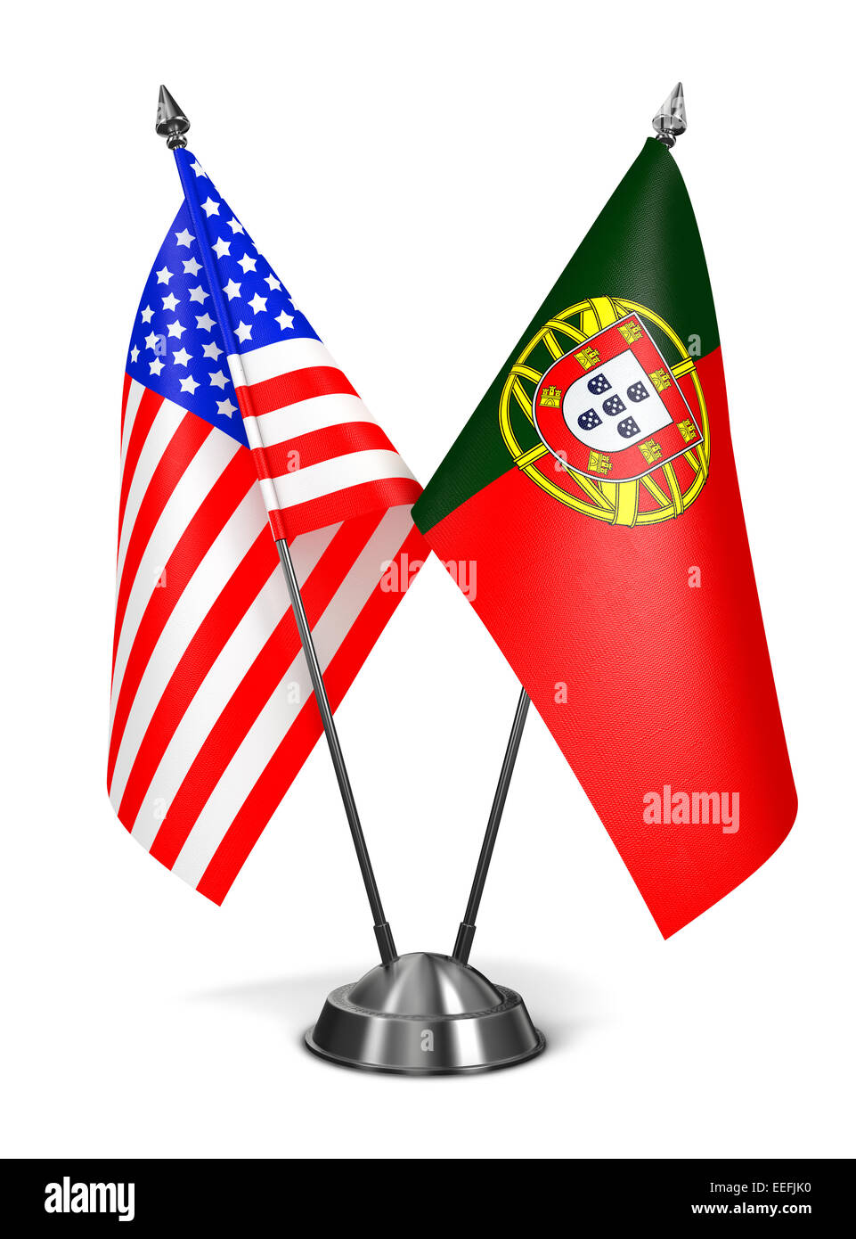 USA and Portugal - Miniature Flags. Stock Photo