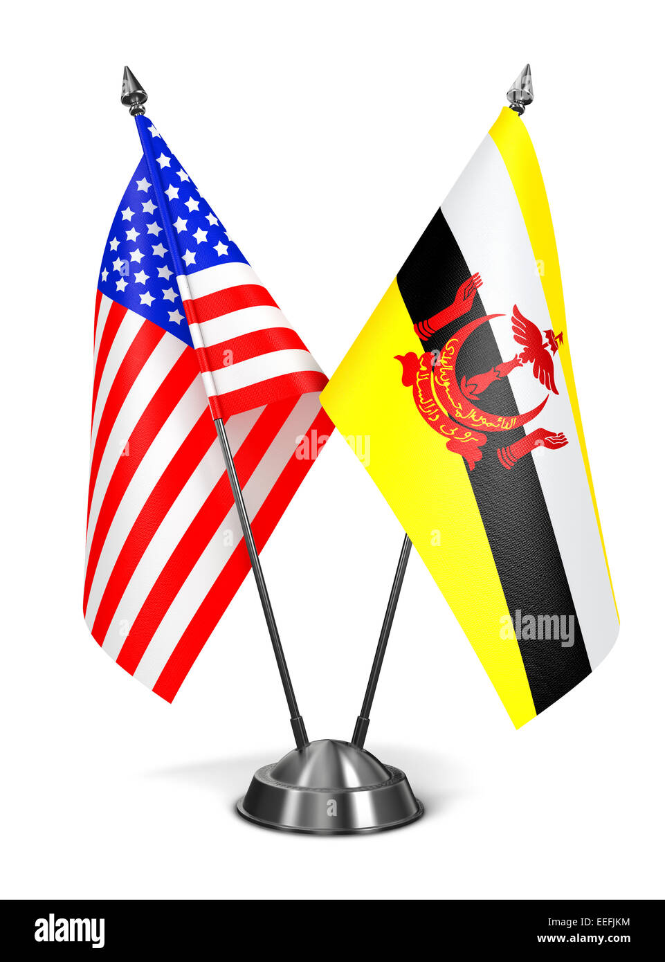 USA and Brunei - Miniature Flags. Stock Photo