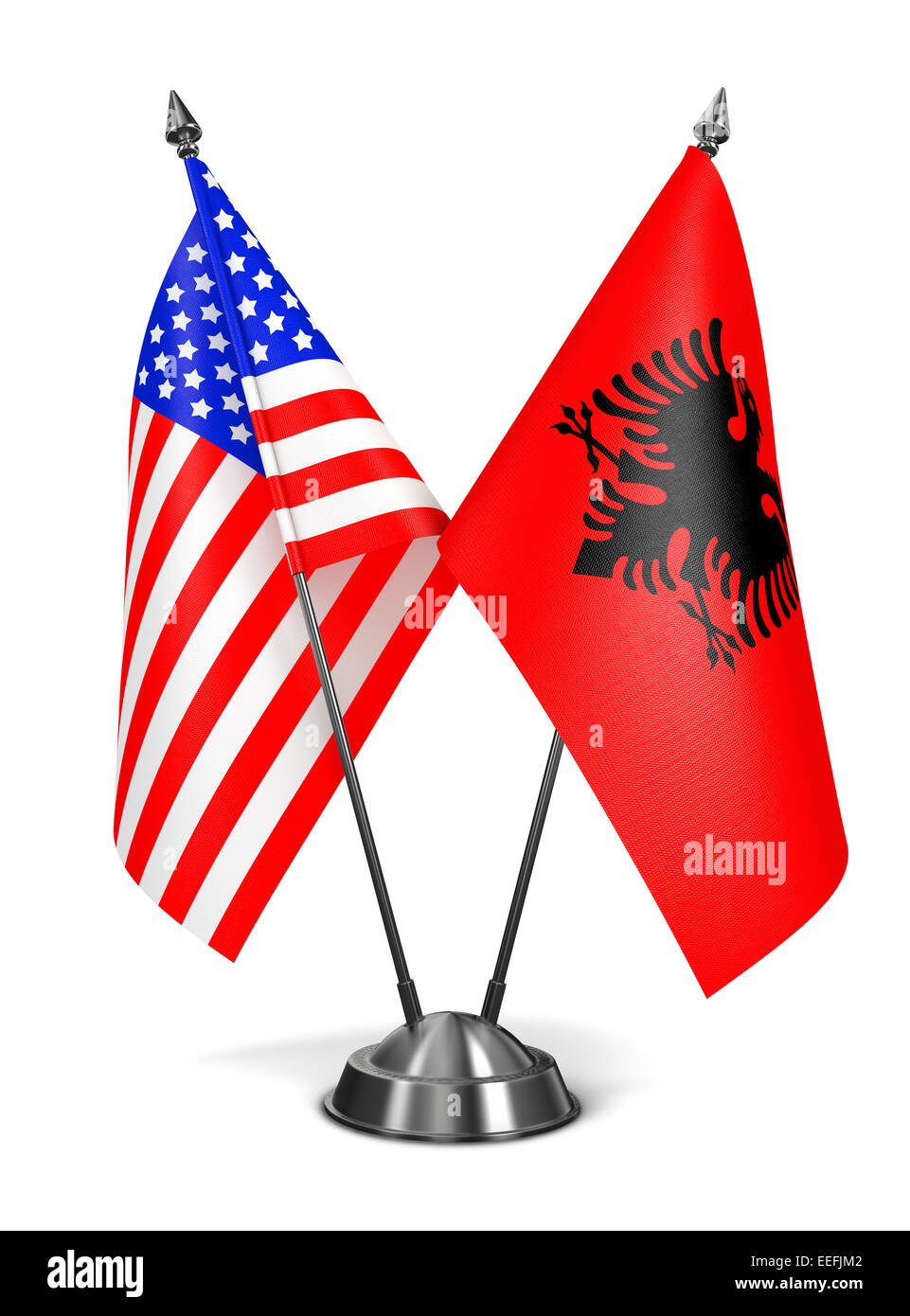 USA and Albania - Miniature Flags. Stock Photo