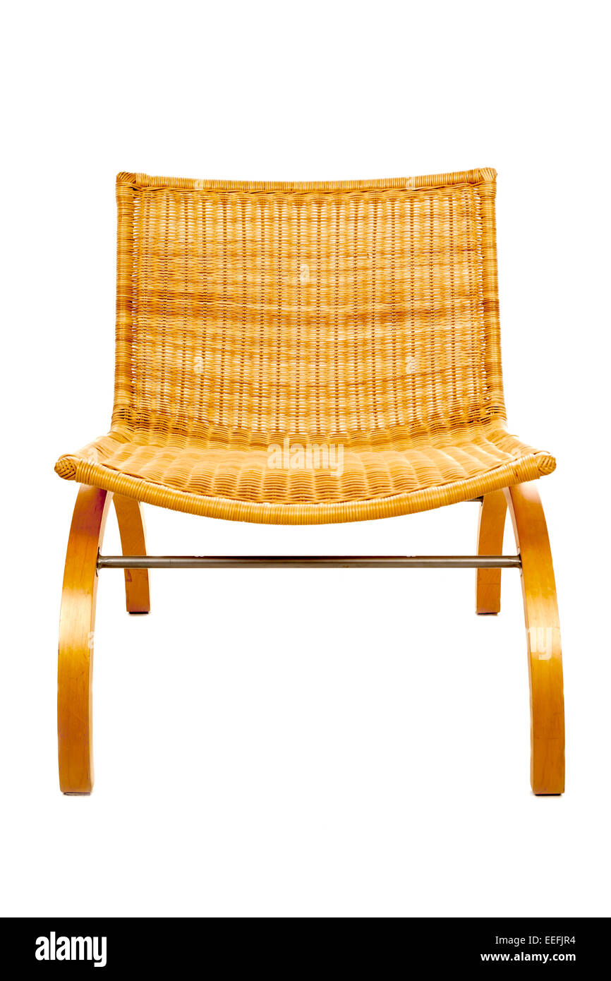 A wicker chair over a white background. Stock Photo