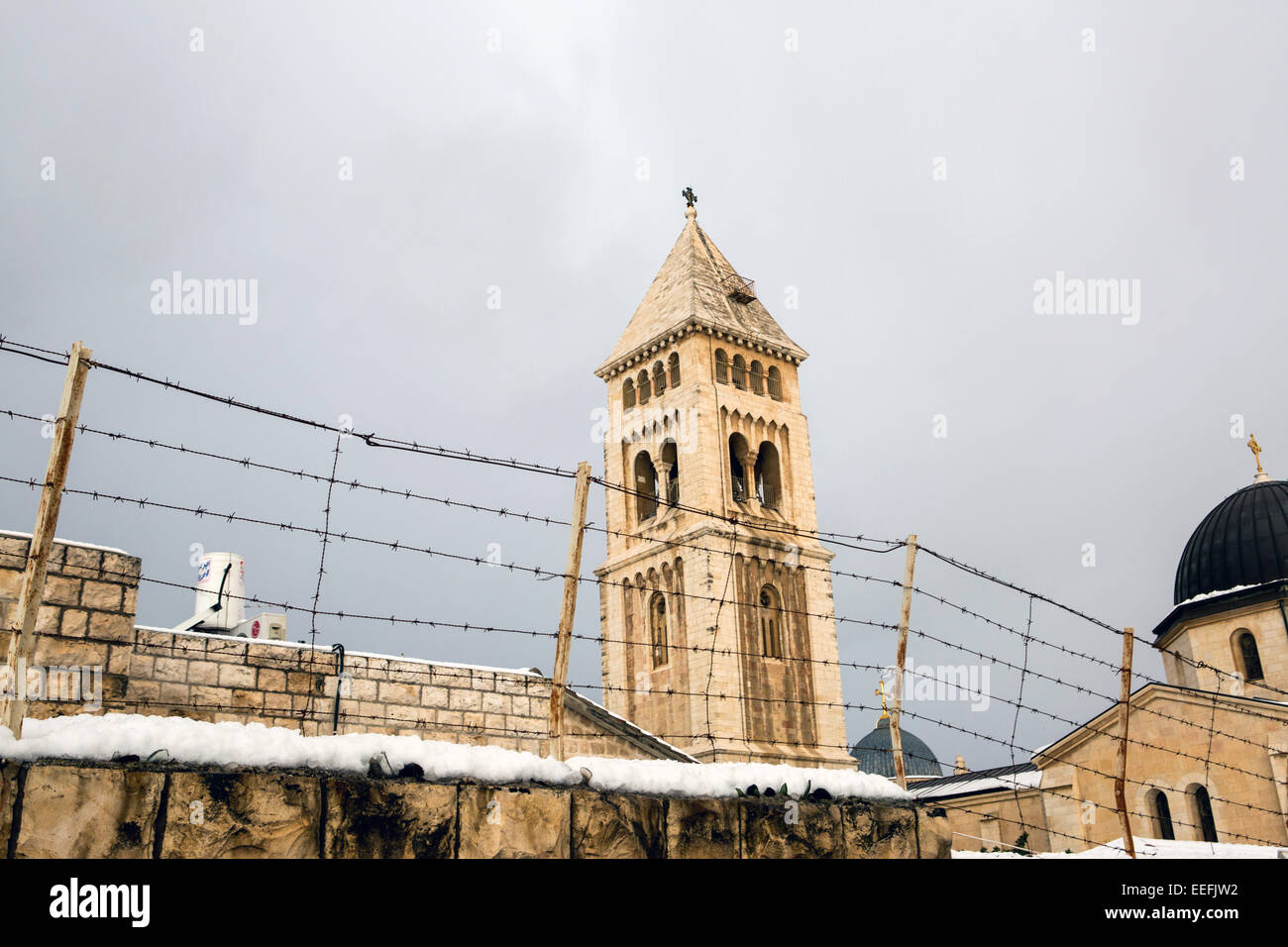 Old city churches in Jerusalem, at winter snow Stock Photo - Alamy