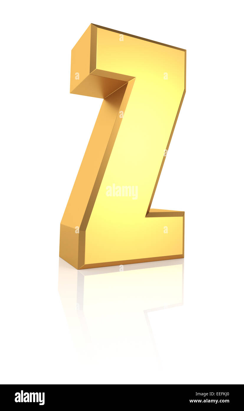 3d rendering golden letter Z isolated on white background Stock Photo