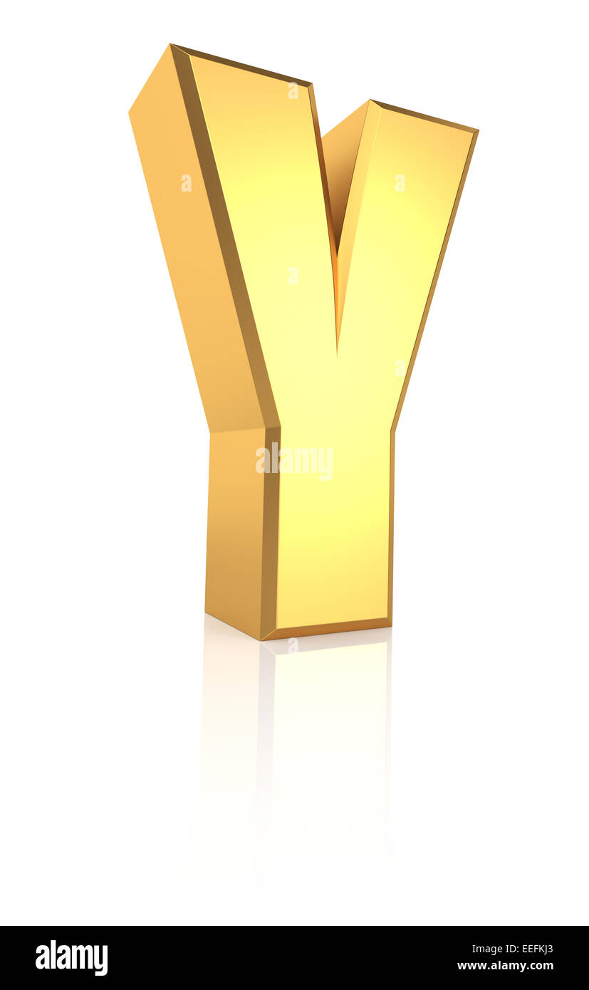 3d rendering golden letter Y isolated on white background Stock Photo ...