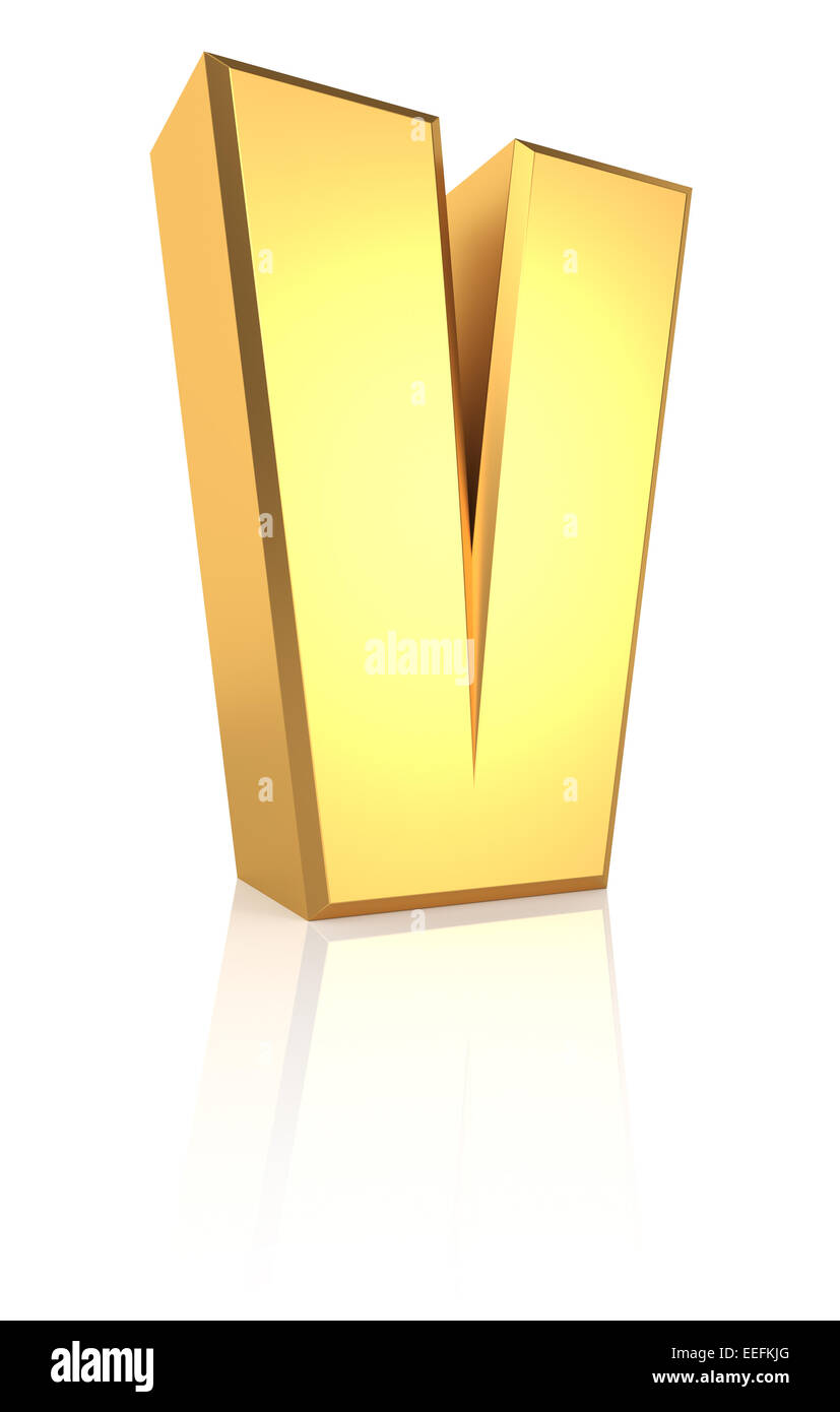 3d rendering golden letter V isolated on white background Stock Photo ...