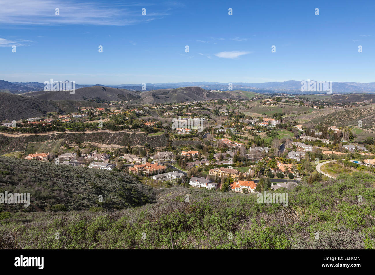 Contemporary mansion neighborhood in suburban Thousand Oaks near Los Angeles, California. Stock Photo