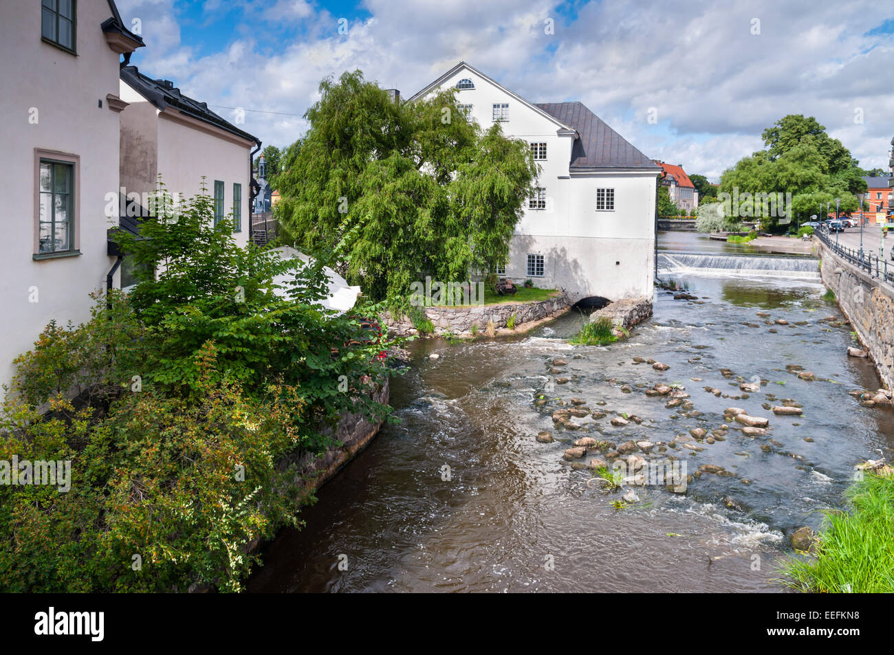 Uppsala with Fyris river that is passing through town, Uppsala, Sweden Stock Photo