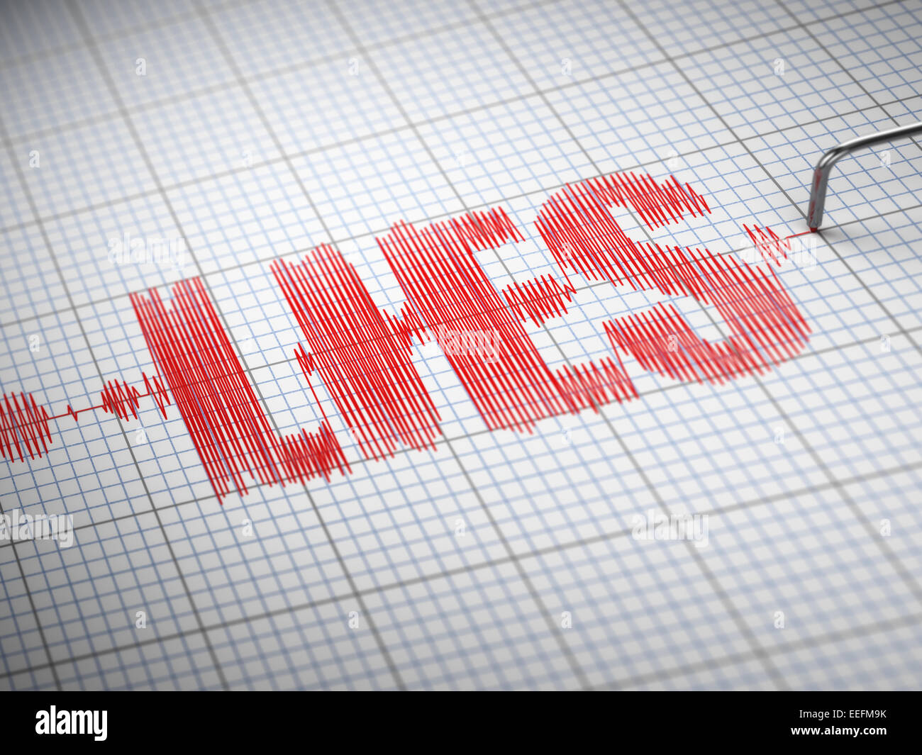 Concept of lies. Lie detector with text. 3d Stock Photo