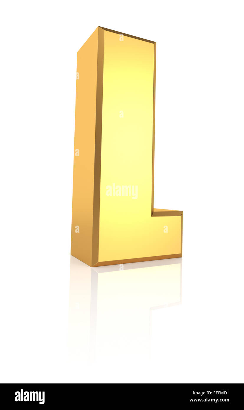 3d rendering golden letter L isolated on white background Stock Photo ...