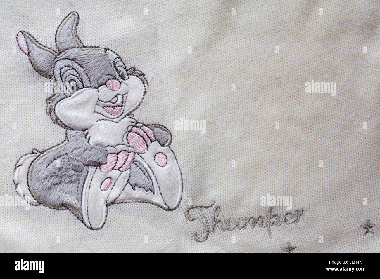 detail of Thumper character on child's clothing Stock Photo