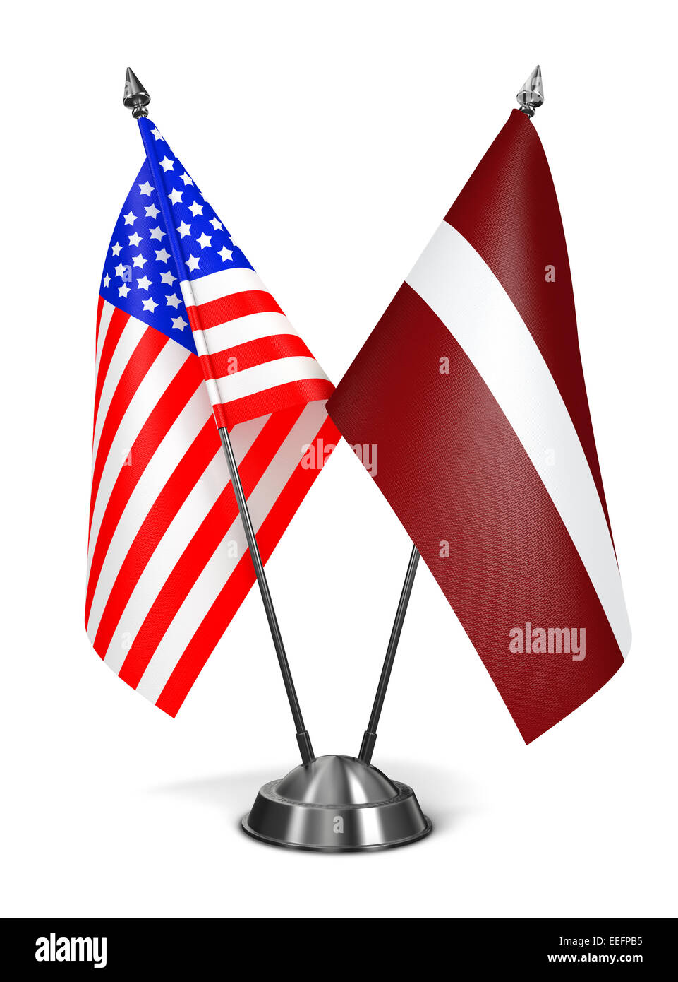 USA and Latvia - Miniature Flags. Stock Photo