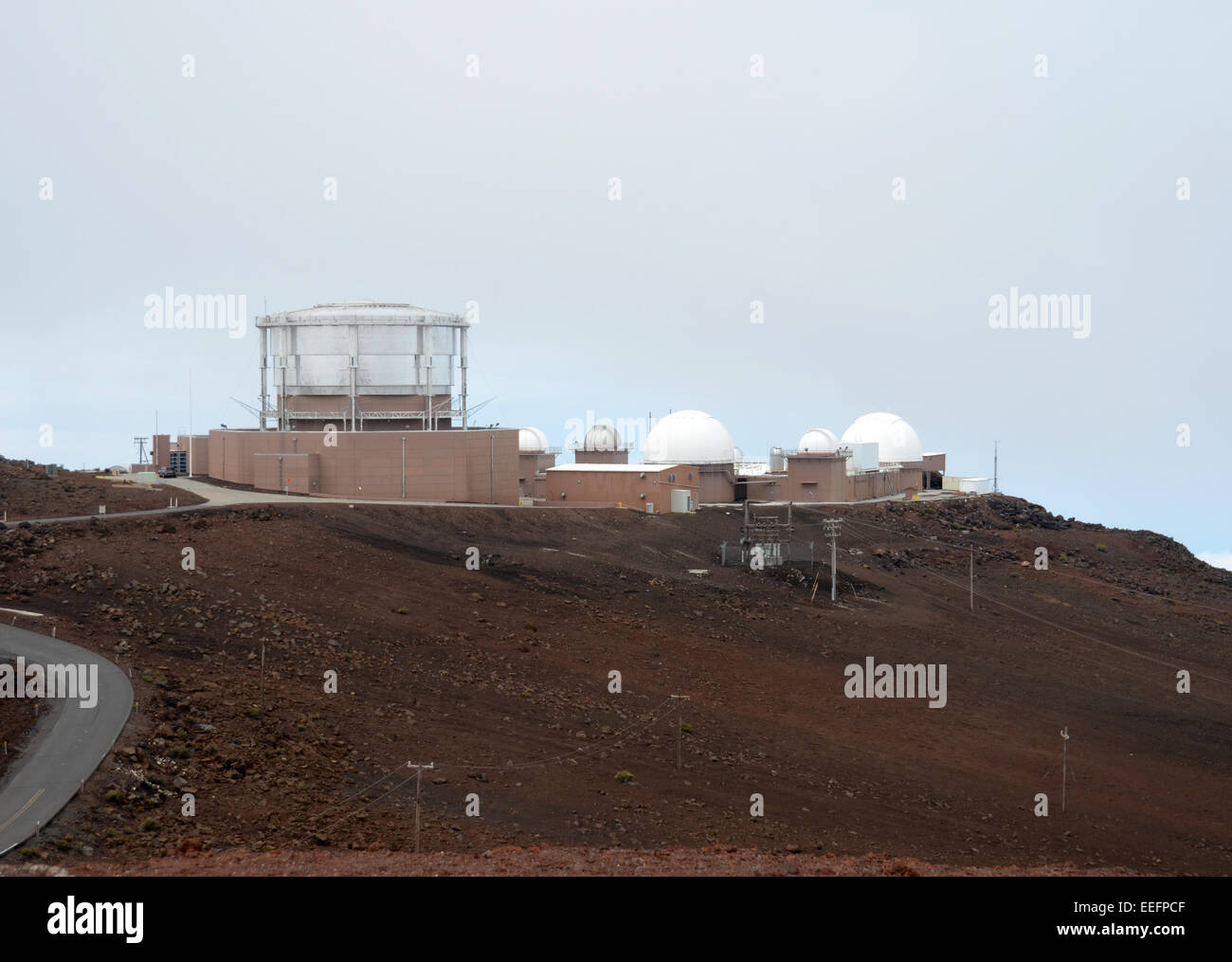 Observatory on a high mountain top in Maui hawaii Stock Photo