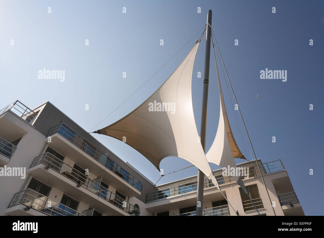 Eckernfoerde, Germany, the new apartment house Quartier Hafenspitze Stock Photo