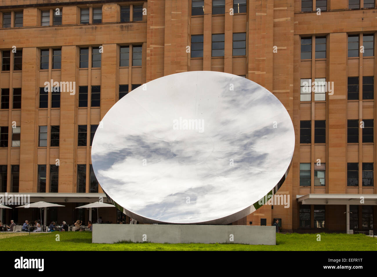 Anish Kapoor's sculpture "Sky Mirror", outside the Sydney Museum of