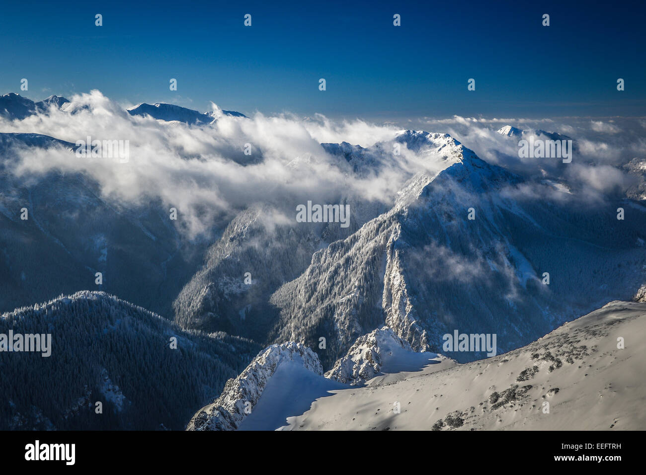 Tatra mountains - winter view above clouds Stock Photo - Alamy