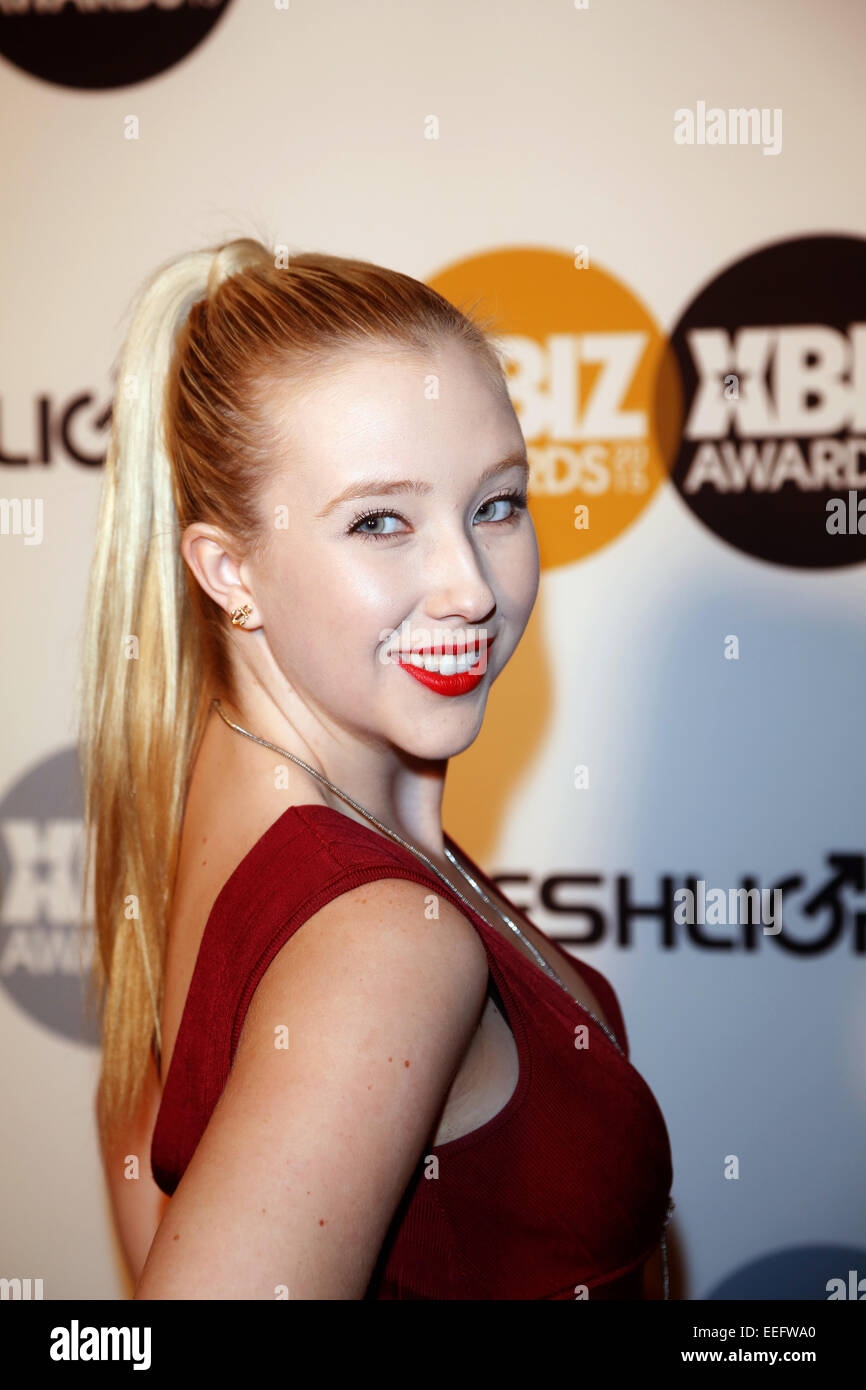 Adult film actress Samantha Rone arrives at the 2015 Xbiz Awards in Los Ang...