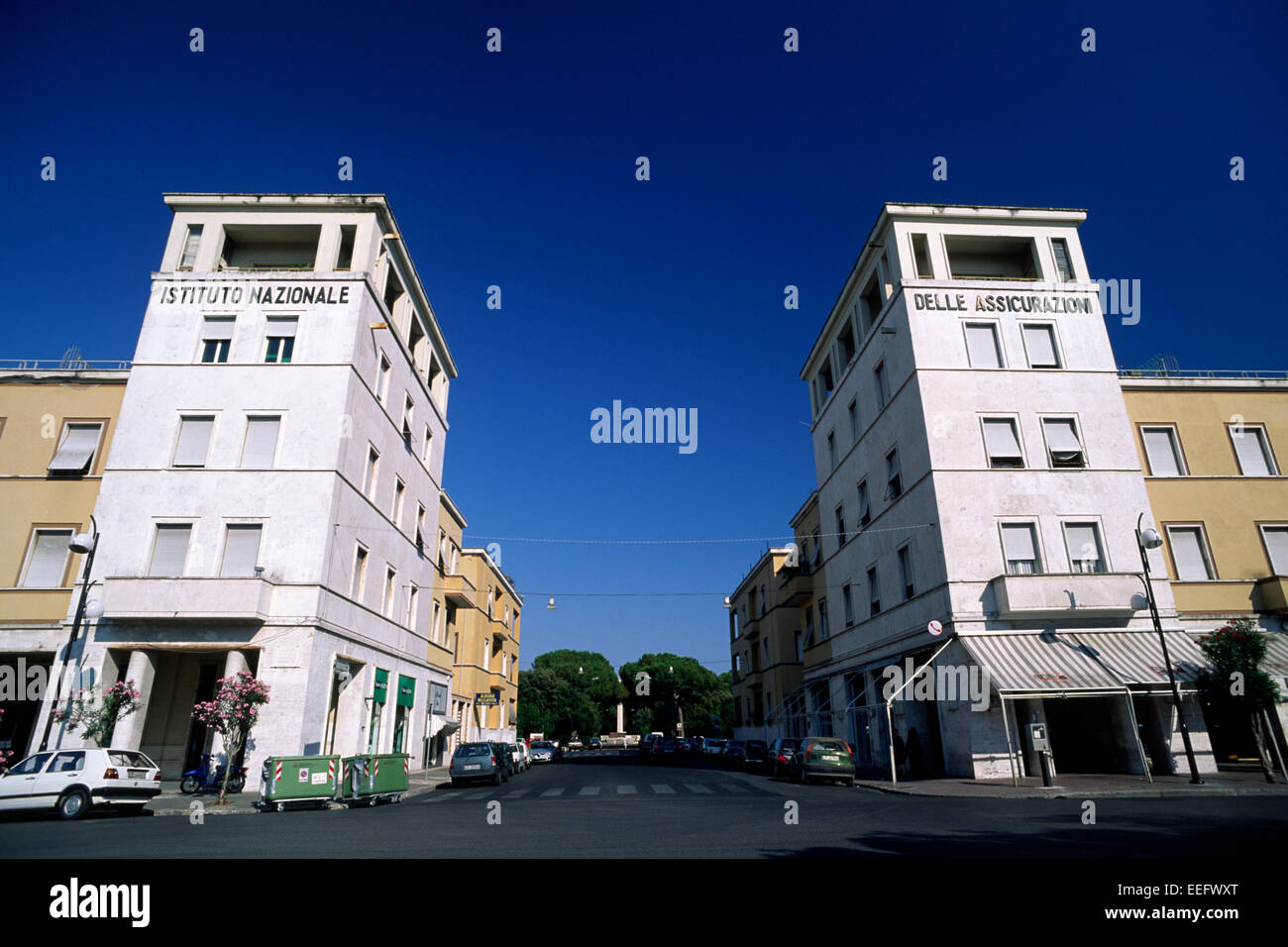 italy, lazio, latina, piazza della libertà, palazzi dell'ina, fascist architecture Stock Photo