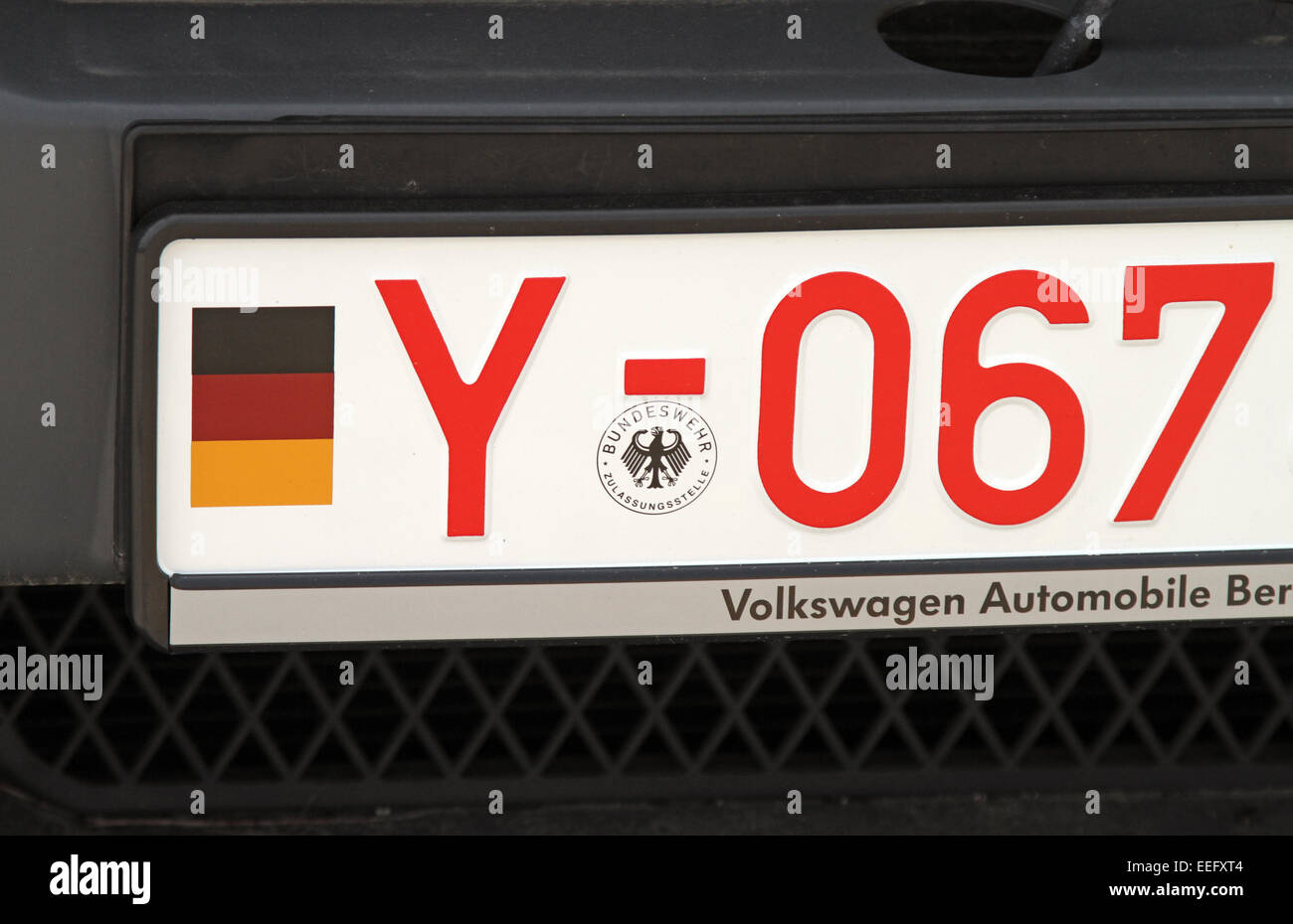Schoenefeld, Germany, license plate of a vehicle for licensing runs the Bundeswehr Stock Photo