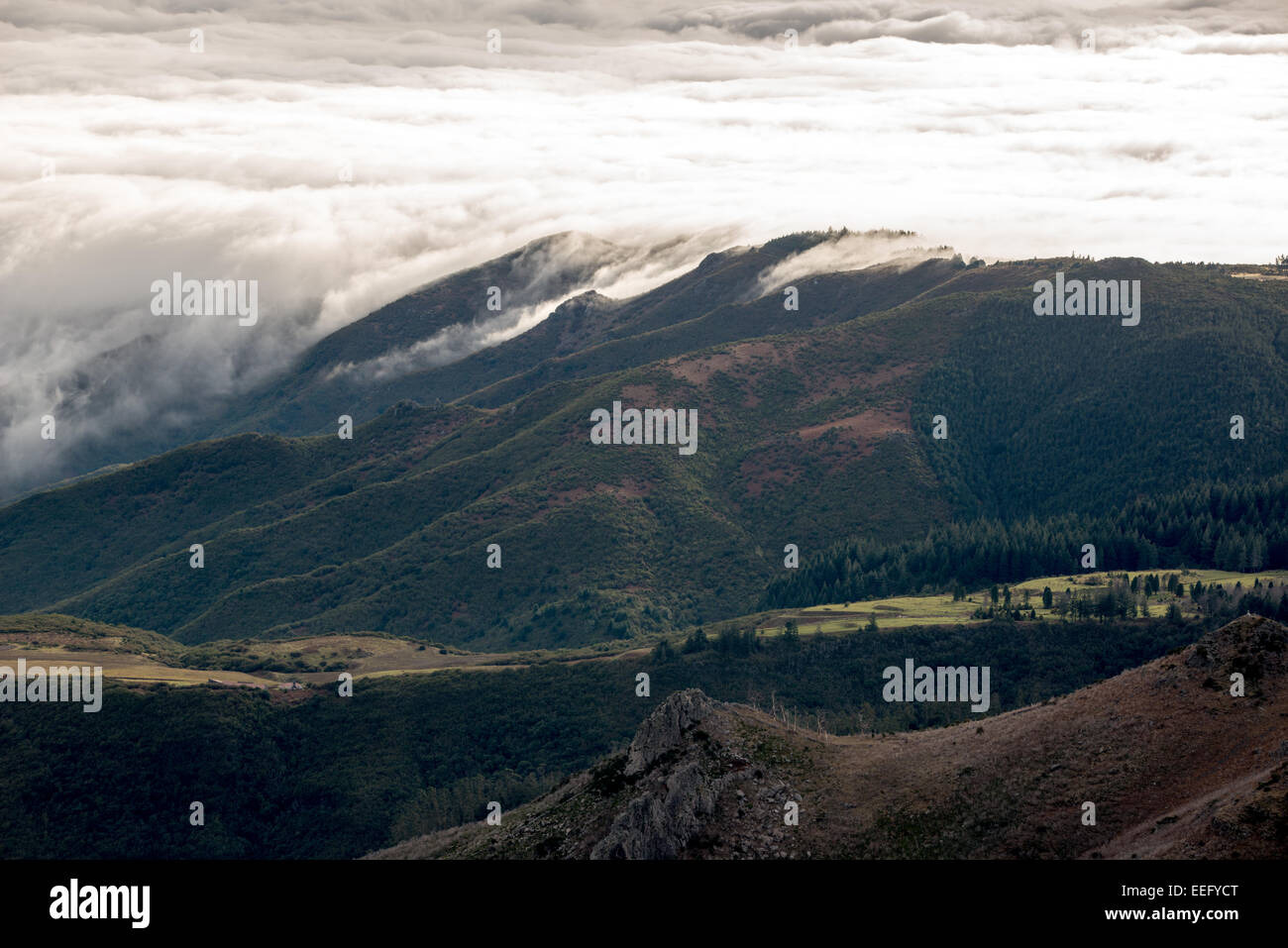 temperature change over the hills Stock Photo