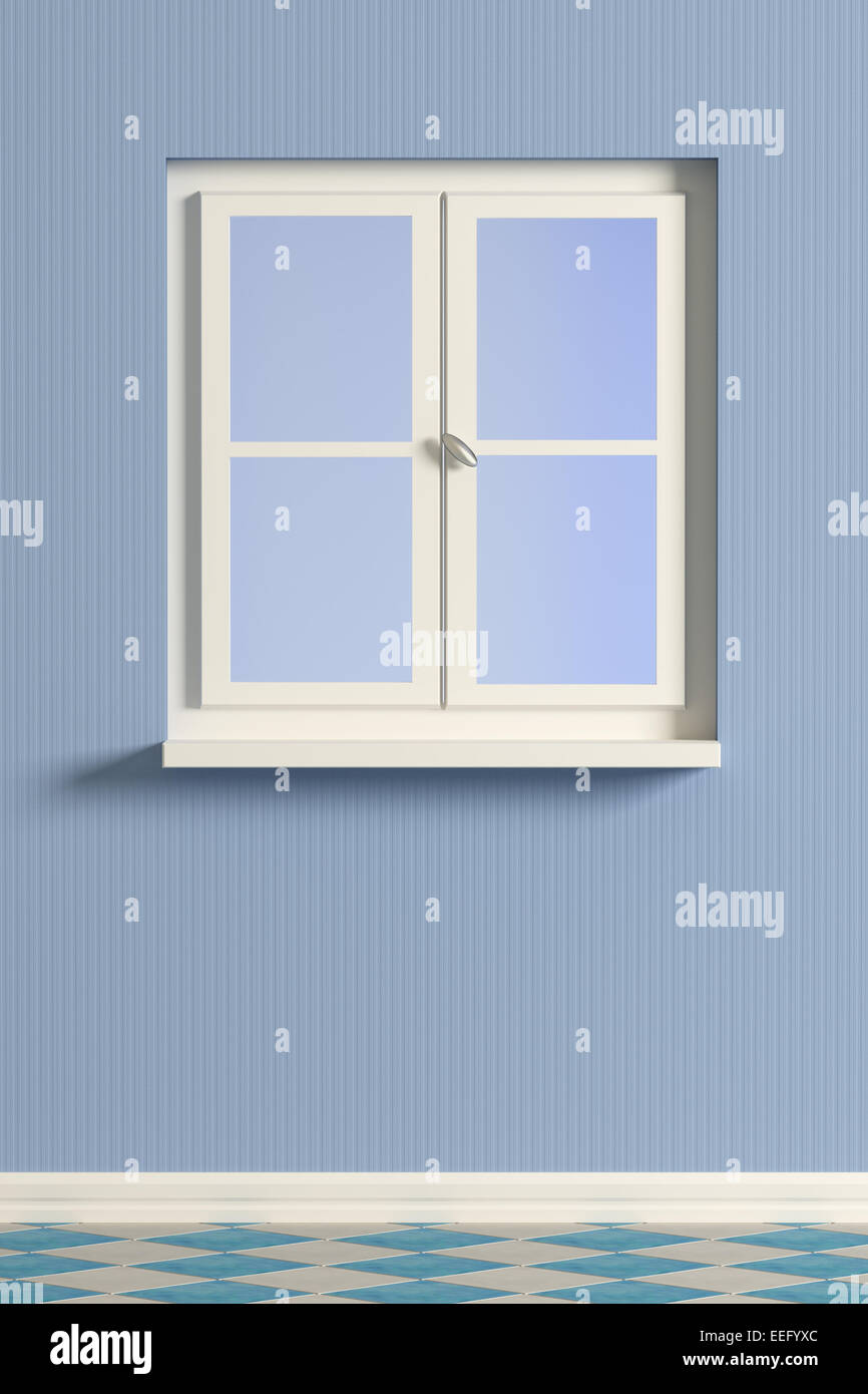 Render Window Blue 3d rendering of a blue room and an a window Stock Photo - Alamy
